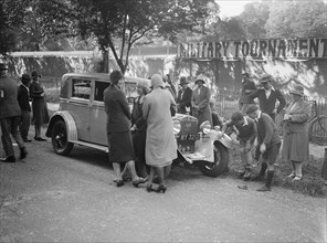 Kitty Brunell's Bianchi saloon at the B&HMC Brighton Motor Rally, 1930. Artist: Bill Brunell.