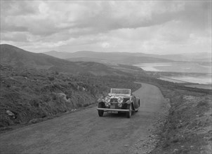 Alvis Speed Twenty tourer competing in the RSAC Scottish Rally, 1934. Artist: Bill Brunell.