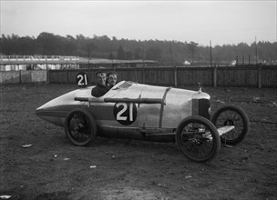 BA Davey in his AC at the JCC 200 Mile Race, Brooklands, Surrey, 1921. Artist: Bill Brunell.