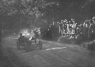 Bugatti Brescia of Raymond Mays competing in the MAC Shelsley Walsh Hillclimb, Worcestershire, 1923. Artist: Bill Brunell.