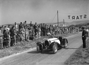 Bugatti Type 55 of CI Craig competing at the Bugatti Owners Club Lewes Speed Trials, Sussex, 1937. Artist: Bill Brunell.