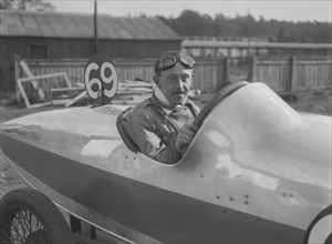 GC Stead in his AC 5 at the JCC 200 Mile Race, Brooklands, Surrey, 1921. Artist: Bill Brunell.