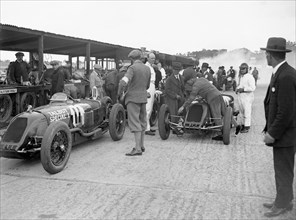 Talbot-Darracqs of Henry Segrave and Jules Moriceau, JCC 200 Mile Race, Brooklands, 1926. Artist: Bill Brunell.