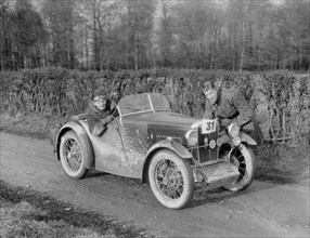MG M Type competing in the MG Car Club Trial, 1931. Artist: Bill Brunell.