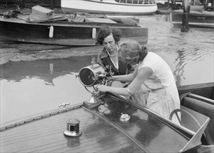 Kitty Brunell in a British Power Boat Company launch, Hythe, Hampshire, 1927. Artist: Bill Brunell.