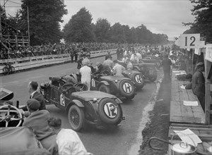 Cars before the start of the Irish Grand Prix, Phoenix Park, Dublin, 1930. Artist: Bill Brunell.
