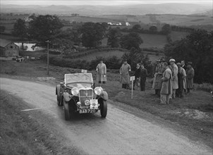 Singer B37 1.5 litre sports of Alf Langley competing in the South Wales Auto Club Welsh Rally, 1937 Artist: Bill Brunell.