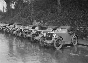 MG M types at the MCC Lands End Trial, Launceston, Cornwall, 1930. Artist: Bill Brunell.