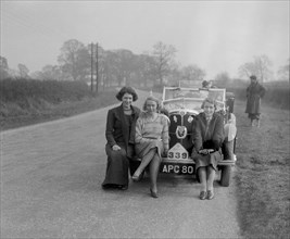 AC 4-seater tourer of Kitty Brunell, winner of Class 2 in the RAC Rally, 1933. Artist: Bill Brunell.