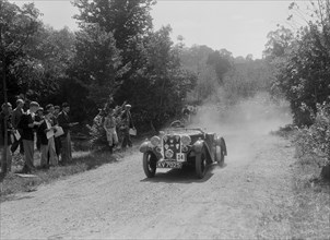 Singer Le Mans competing in the BOC Hill Climb, Chalfont St Peter, Buckinghamshire, 1932. Artist: Bill Brunell.