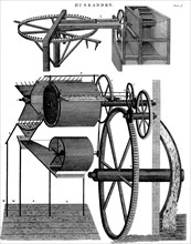 Threshing machine by Andrew Meikle, Scottish inventor and millwright, 1811. Artist: Unknown