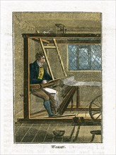 Weaver at his loom, 1823. Artist: Unknown
