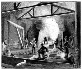 The foundry or cast house, Butterley Ironworks, Derbyshire, 1844. Artist: Unknown