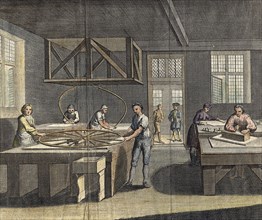 Grinding and polishing plate glass, 1760. Artist: Unknown