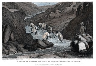 'Manner of Washing for Gold in the Brazilian Mountains', 1814. Artist: Lester