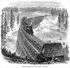 Trestle Bridge on the Union Pacific Railroad, USA, 1876. Artist: Unknown