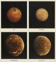 Four moons of Jupiter. Io, Europa, Ganymede and Callisto, 1979. Artist: Unknown