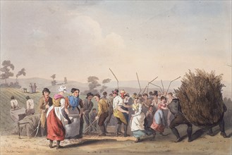 Rape threshing, 1st November 1813. Artist: Robert Havell