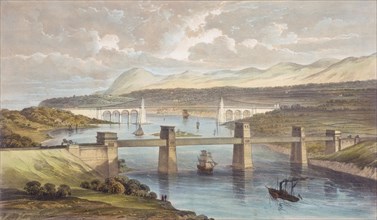 The Britannia Tubular Bridge, Menai Strait, Wales, c1850. Artist: Unknown