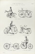 Six early forms of bicycle, c1870. Artist: Unknown