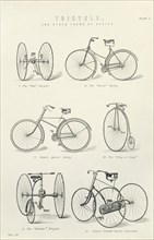 Six early forms of bicycles and tricycles, 19th century. Artist: Unknown