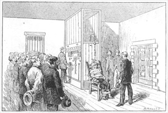 Execution of Kemmler, the first man to die in the electric chair, USA, 6 August 1890. Artist: Unknown