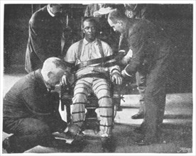 'Strapping the Victim into the Death Chair', United States, 1898. Artist: Unknown