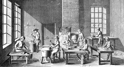 Needle making workshop, 1751-1780. Artist: Unknown