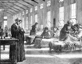 Ward in the Hampstead Smallpox Hospital, 1871. Artist: Unknown