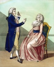Hypnotist mesmerising a patient, c1795. Artist: Unknown