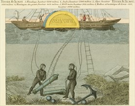 Divers salvaging guns from the seabed, c1855. Artist: Unknown