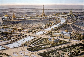 Bird's-eye view of the Paris Expositon of 1900. Artist: Unknown