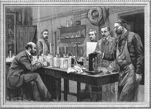 Physics research laboratory at the Sorbonne, Paris 1895. Artist: Unknown