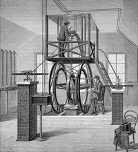 Giant galvanometer in the physics laboratory, Cornell University, New York, USA, 1886. Artist: Unknown
