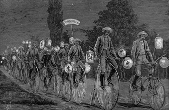 Gathering of the UK cycling clubs at Castle Inn, Woodford, Essex, 1 June 1889. Artist: Unknown