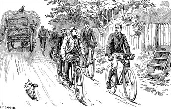A British cycle club out for a country ride, 1895. Artist: Unknown
