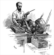 Milling the edges of coins, Royal Mint, London, 1891. Artist: Unknown