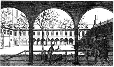 Courtyard of Gresham College, London, 18th century. Artist: Unknown