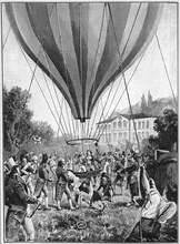 Joseph Louis Gay-Lussac making a balloon ascent from Paris, 14 September 1804 (1910). Artist: Unknown