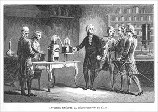 Antoine Laurent Lavoisier, French chemist, demonstrating his discovery of oxygen, 1776 (1874). Artist: Unknown