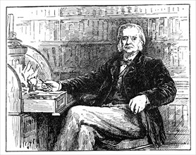 Thomas Henry Huxley, British biologist, at his desk, c1880. Artist: Unknown