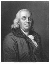 Benjamin Franklin, 18th century American scientist, inventor and statesman, 1835. Artist: Unknown