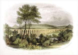 Dee Viaduct, Vale of Llangollen, on the Shrewsbury, Wales and Chester Railway c1848. Artist: Unknown