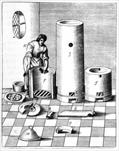 Athanor or 'Slow Harry', a self-feeding furnace maintaining a constant temperature, 1683. Artist: Unknown