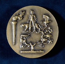 Medal commemorating Jean Baptiste de Monet, Chevalier de Lamarck, French biologist, 20th century. Artist: Unknown