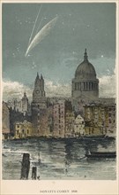 Donati's comet of 1858 viewed over St Paul's Cathedral, London, 1884. Artist: Unknown
