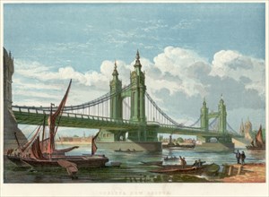 Chelsea Bridge, London, 1858. Artist: Unknown