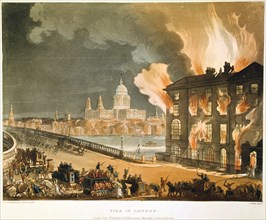 'Fire in London', 1808. Artist: Thomas Rowlandson