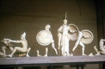 Reconstruction of part of the West Pediment of the Temple of Aphaia, Aegina, Greece, c500 - 480 BC. Artist: Unknown