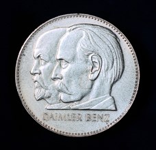 Gottlieb Daimler and Karl Benz, German motor industry pioneers, 1961. Artist: Unknown